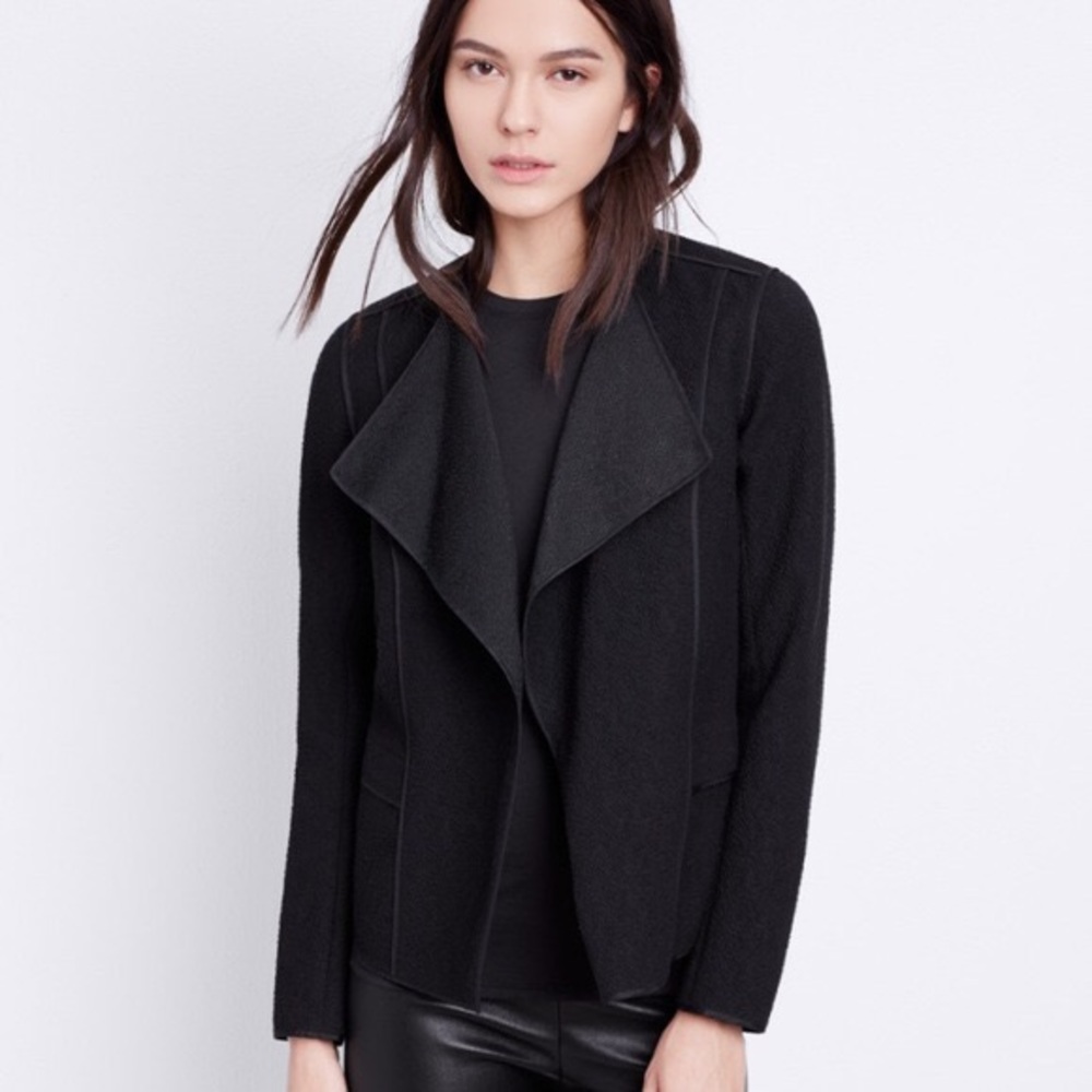 Vince Asymmetrical Boucle Black Jacket